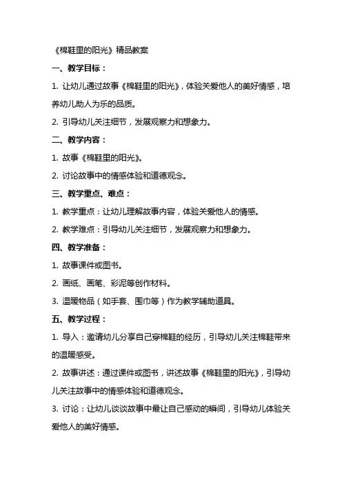 《棉鞋里的阳光》精品教案