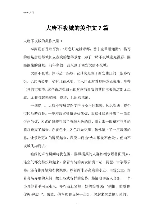 大唐不夜城的美作文7篇