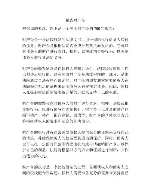 报告财产令