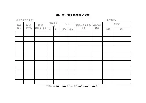 野外记录表格模板