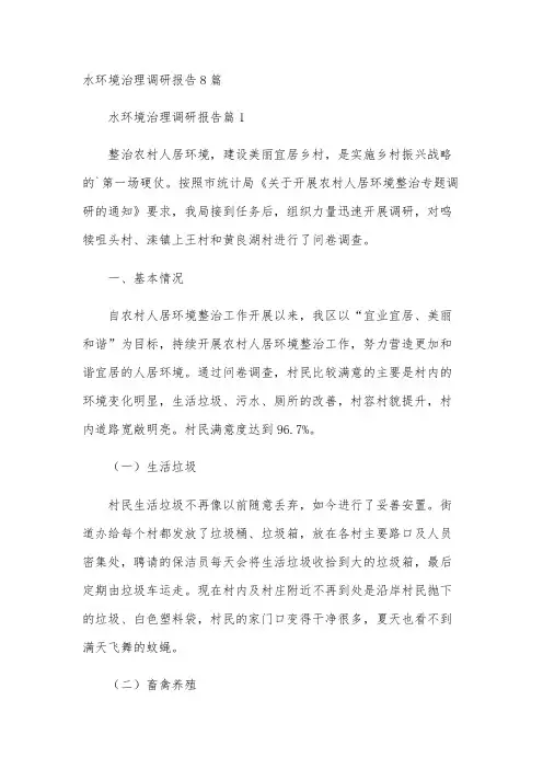 水环境治理调研报告8篇