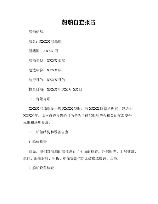 船舶自查报告