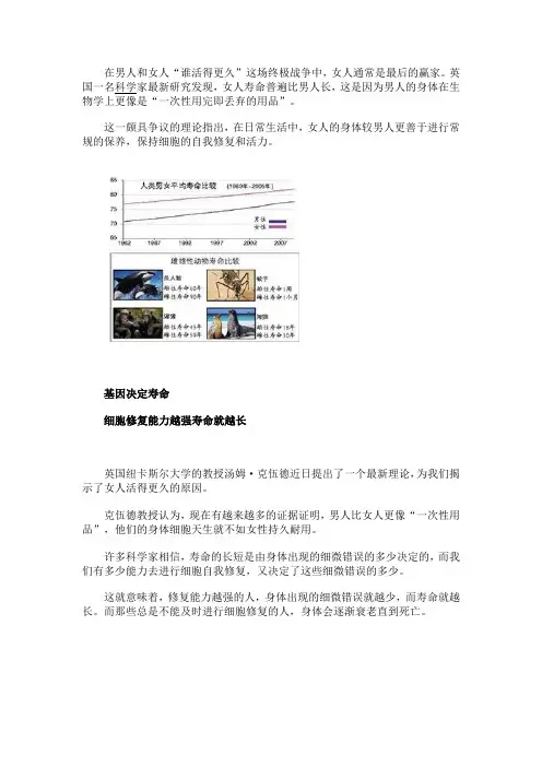 揭秘女人寿命为何比男人长