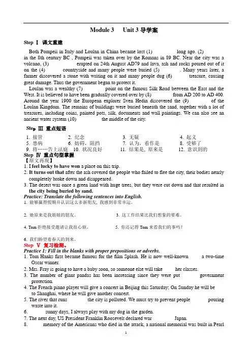 高中英语牛津Module3Unit3导学案