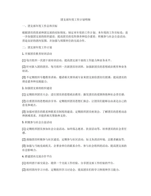 团支部年度工作计划明细