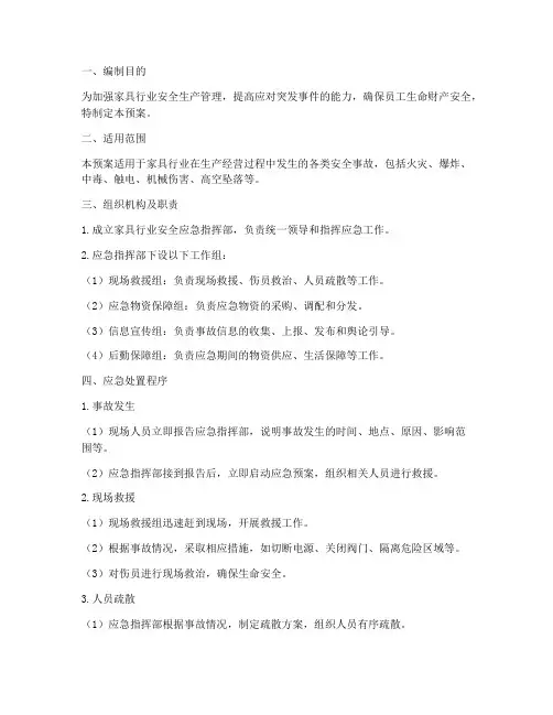 家具行业安全应急预案