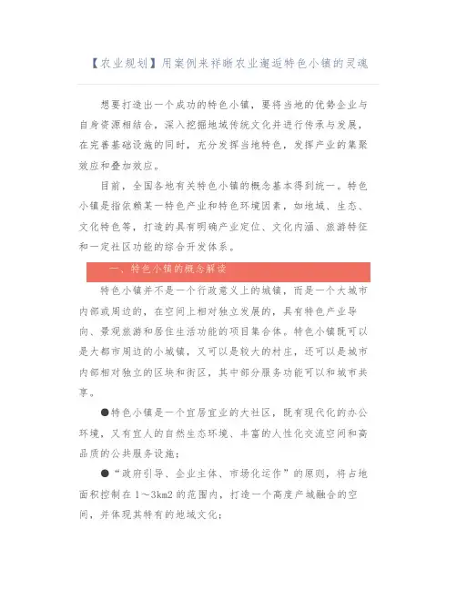 【农业规划】用案例来祥晰农业邂逅特色小镇的灵魂