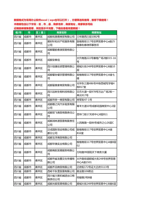 2020新版四川省成都市青羊区商贸有限公司工商企业公司商家名录名单黄页联系电话号码地址大全376家