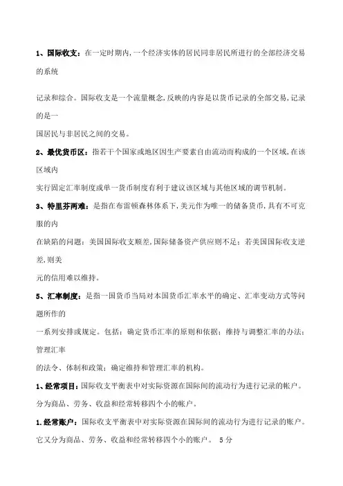国际金融名词解释