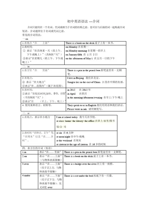 初中英语语法--介词(最新整理)