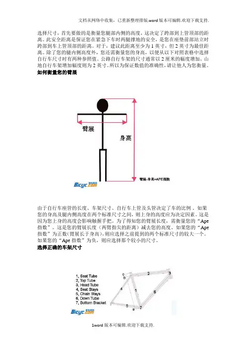 如何选自行车尺寸