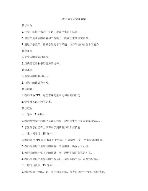 初中语文识字课教案