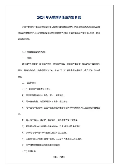 2024年天猫营销活动方案5篇