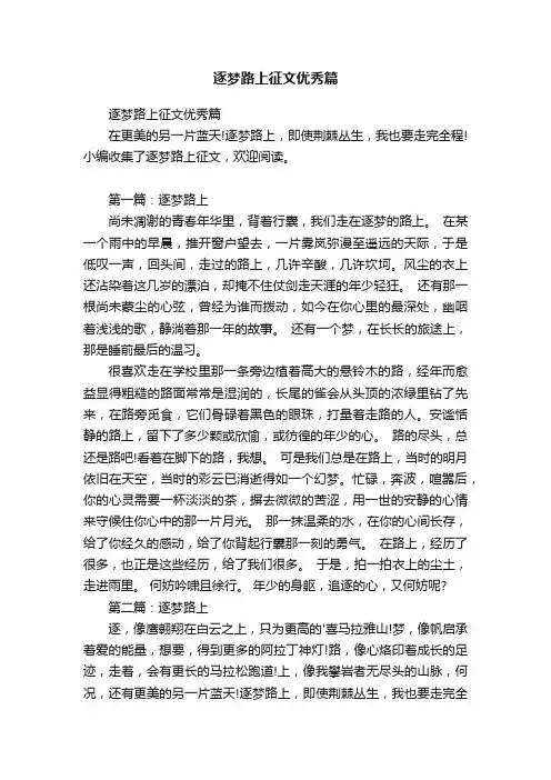 逐梦路上征文优秀篇