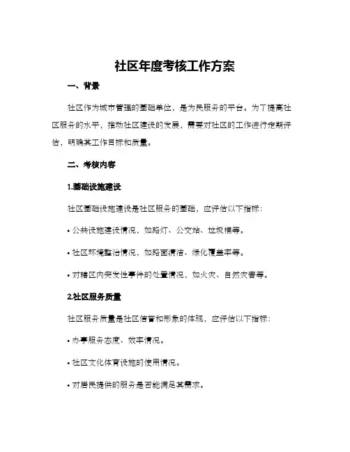 社区年度考核工作方案