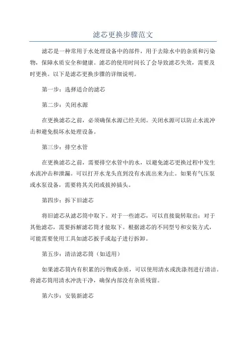 滤芯更换步骤范文