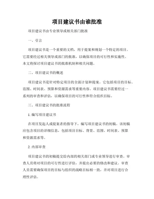 项目建议书由谁批准