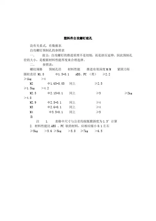 塑料件自攻螺钉底孔1