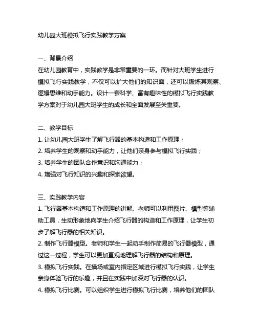 幼儿园大班模拟飞行实践教学方案