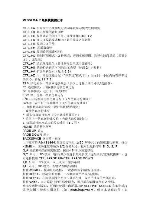 VISSIM42最新快捷键汇总.doc