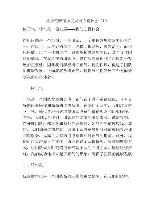 树正气转作风促发展心得体会(1)