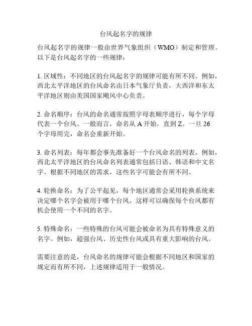 台风起名字的规律