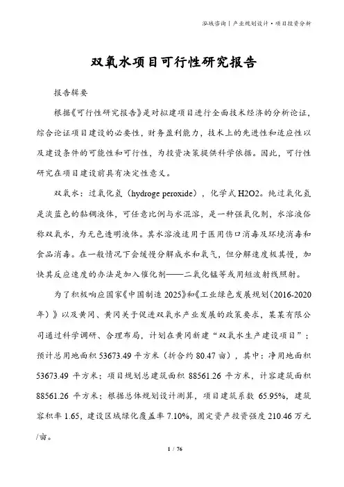 双氧水项目可行性研究报告