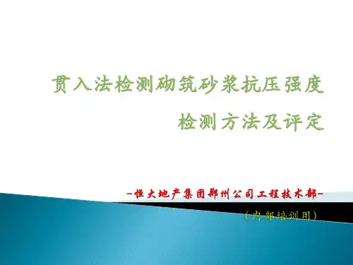 贯入法检测砌筑砂浆抗压强度检测方法及评定(培训课件).ppt