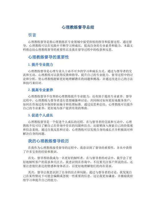 心理教练督导总结