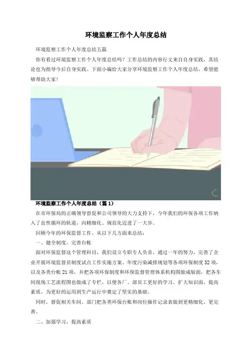 环境监察工作个人年度总结