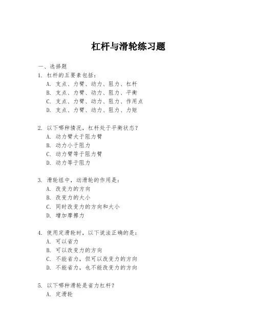 杠杆与滑轮练习题