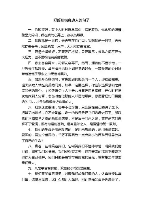 好好珍惜身边人的句子