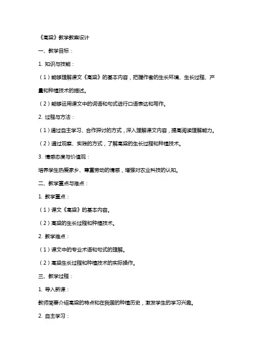 《高粱》教学教案设计