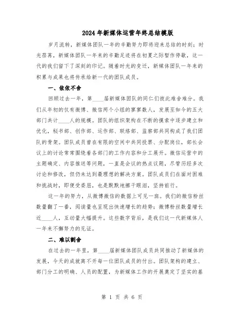 2024年新媒体运营年终总结模版（3篇）
