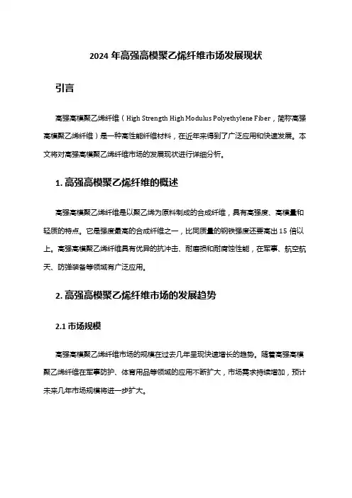 2024年高强高模聚乙烯纤维市场发展现状