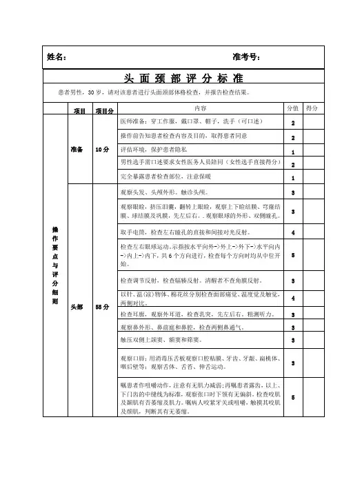 头面颈部体格检查