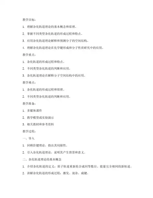 大学化学杂化轨道教案