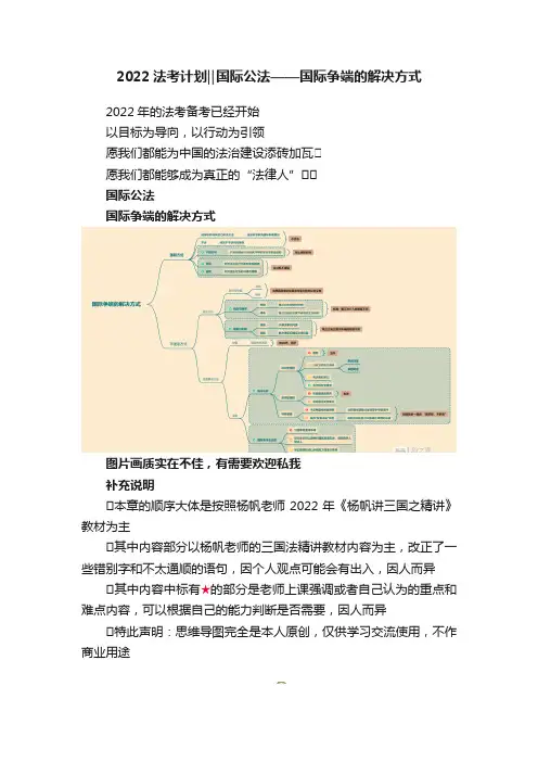 2022法考计划‖国际公法——国际争端的解决方式