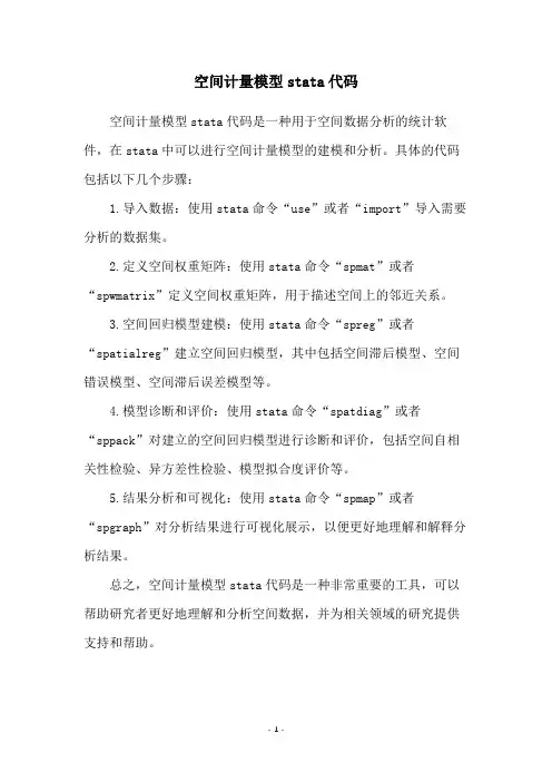 空间计量模型stata代码