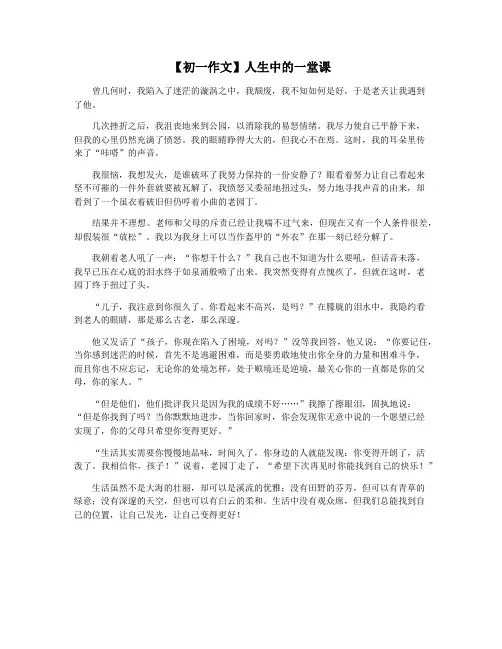 【初一作文】人生中的一堂课