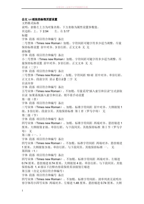 公文A4纸张的标准页面设置 (1)