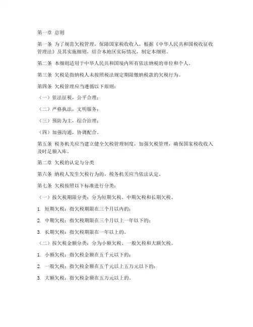 欠税管理办法实施细则模板