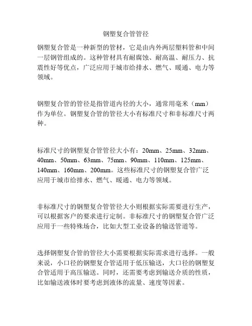 钢塑复合管管径
