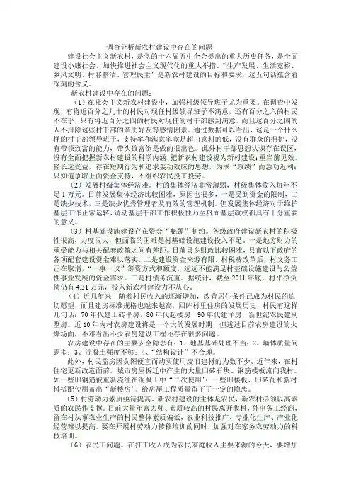 新农村问题调查报告