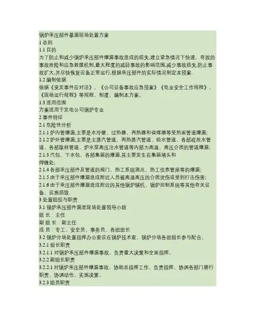 承压部件爆漏现场处置方案.
