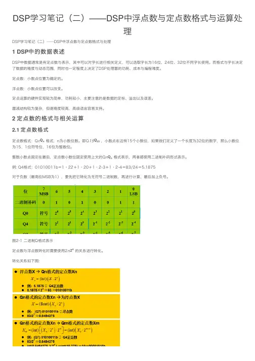 DSP学习笔记（二）——DSP中浮点数与定点数格式与运算处理