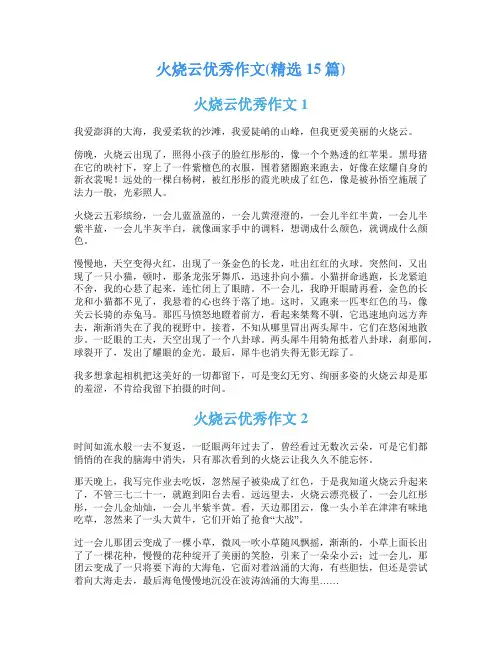 火烧云优秀作文(精选15篇)