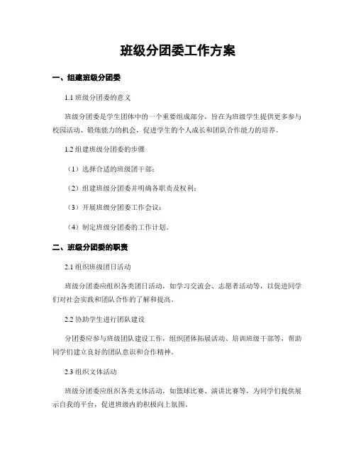 班级分团委工作方案