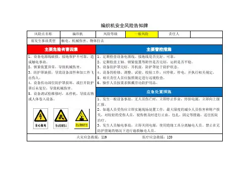 编织机安全风险告知卡