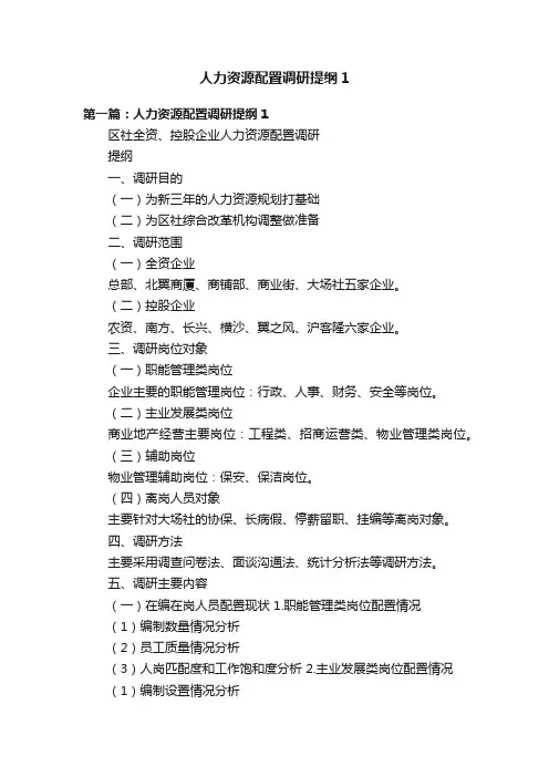 人力资源配置调研提纲1